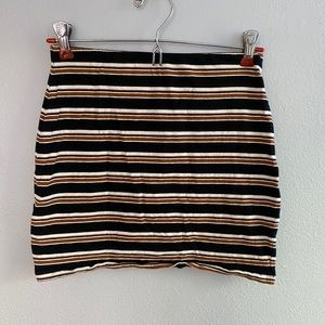 Black, white, and brown striped pencil skirt